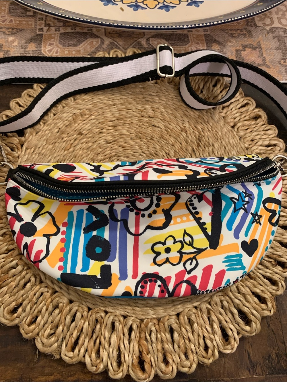 Brighton Love Colorful Graffiti Print Waist Belt Crossbody Bag- Multicolor - Picture 3 of 9